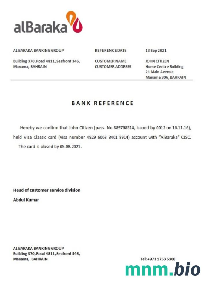 Przykład zamknięcia Bahrain Al Baraka w formatach Word i PDF